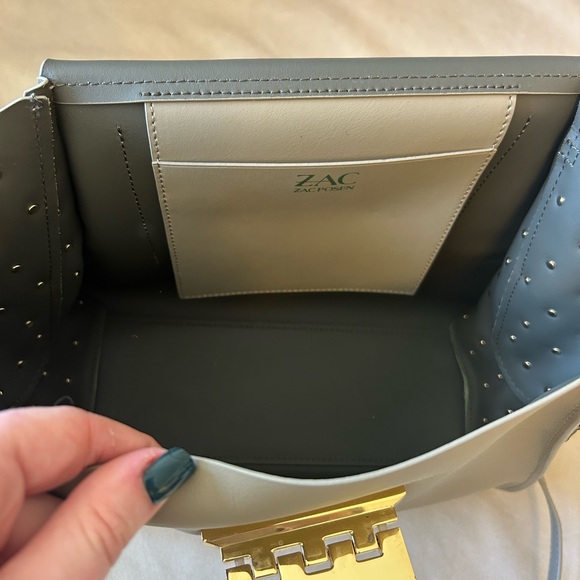 Zac Posen Light Gray Floral-Appliqué Top-Handle Satchel - Picture 4 of 6